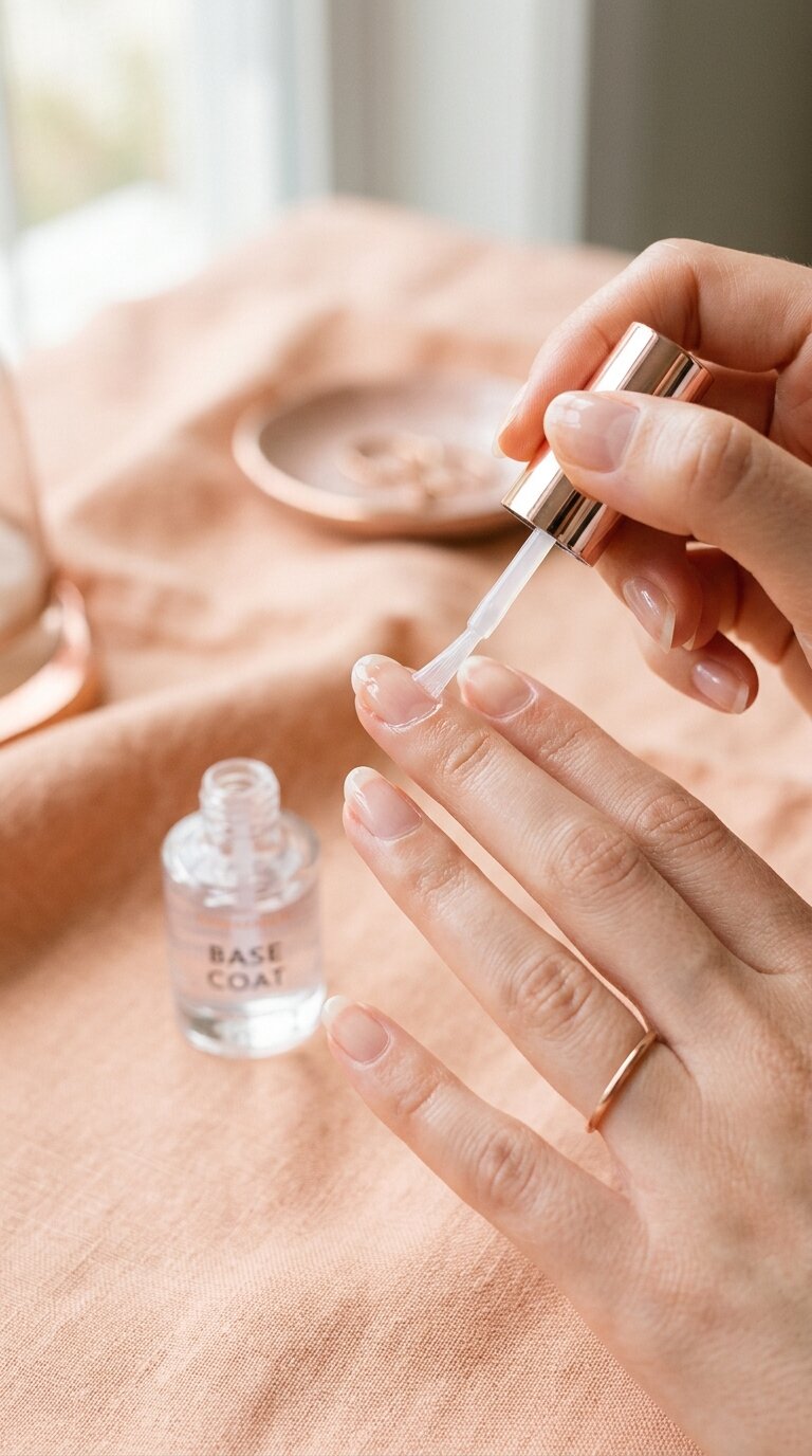 applying nail polish base