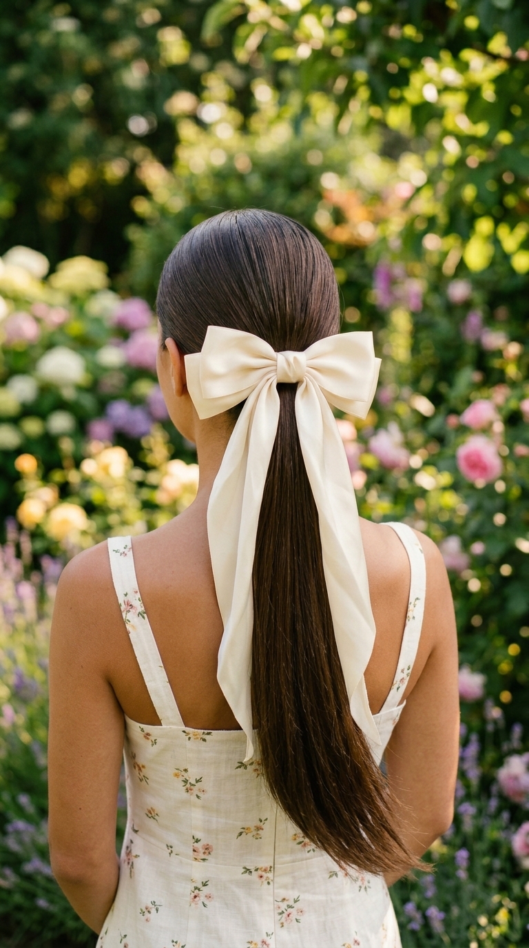 1. The Effortless High Ponytail Bow