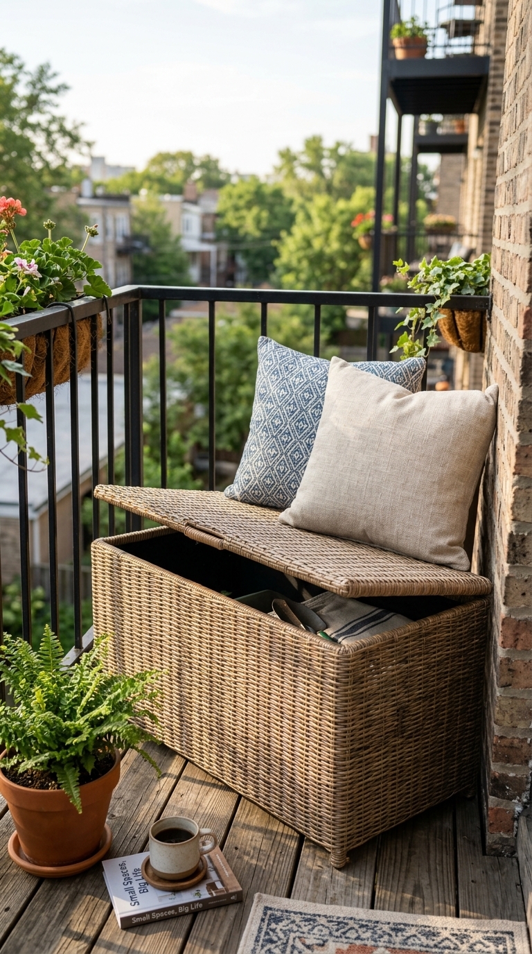 10. Utilize an Outdoor Storage Bench for Functionality