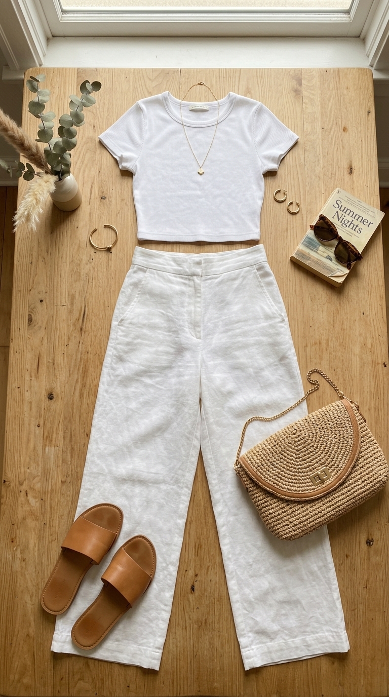 2. Chic Wide-Leg Trousers & Crop Top