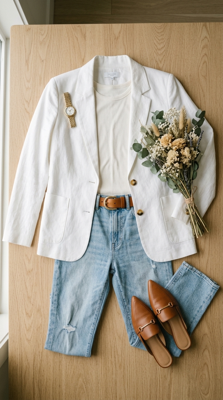 5. Layer with a Structured Linen Blazer