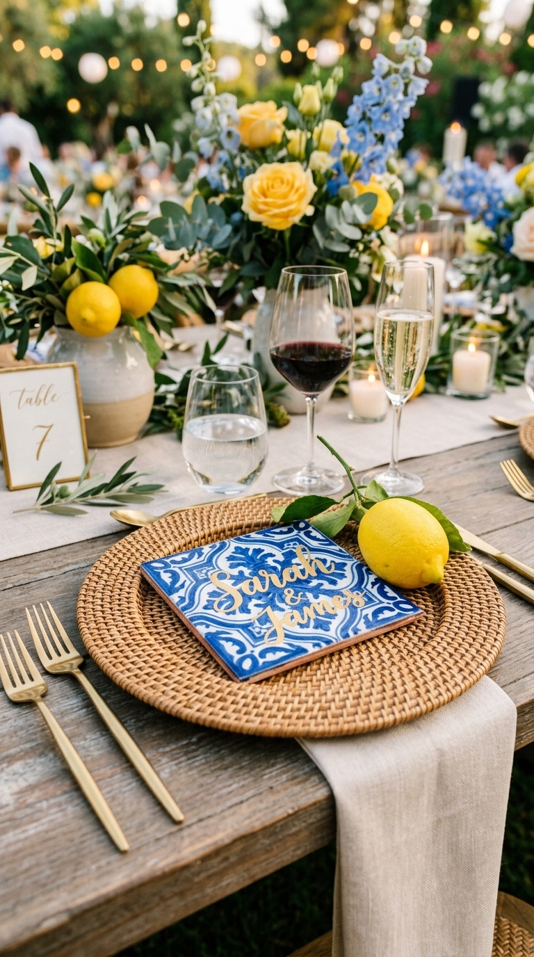 7. Hand-Painted Ceramic Tiles in Mediterranean Blue