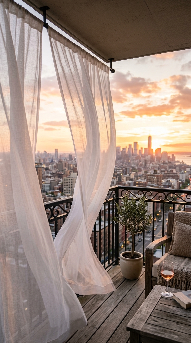 7. Hang Sheer Curtains for Privacy and Softness