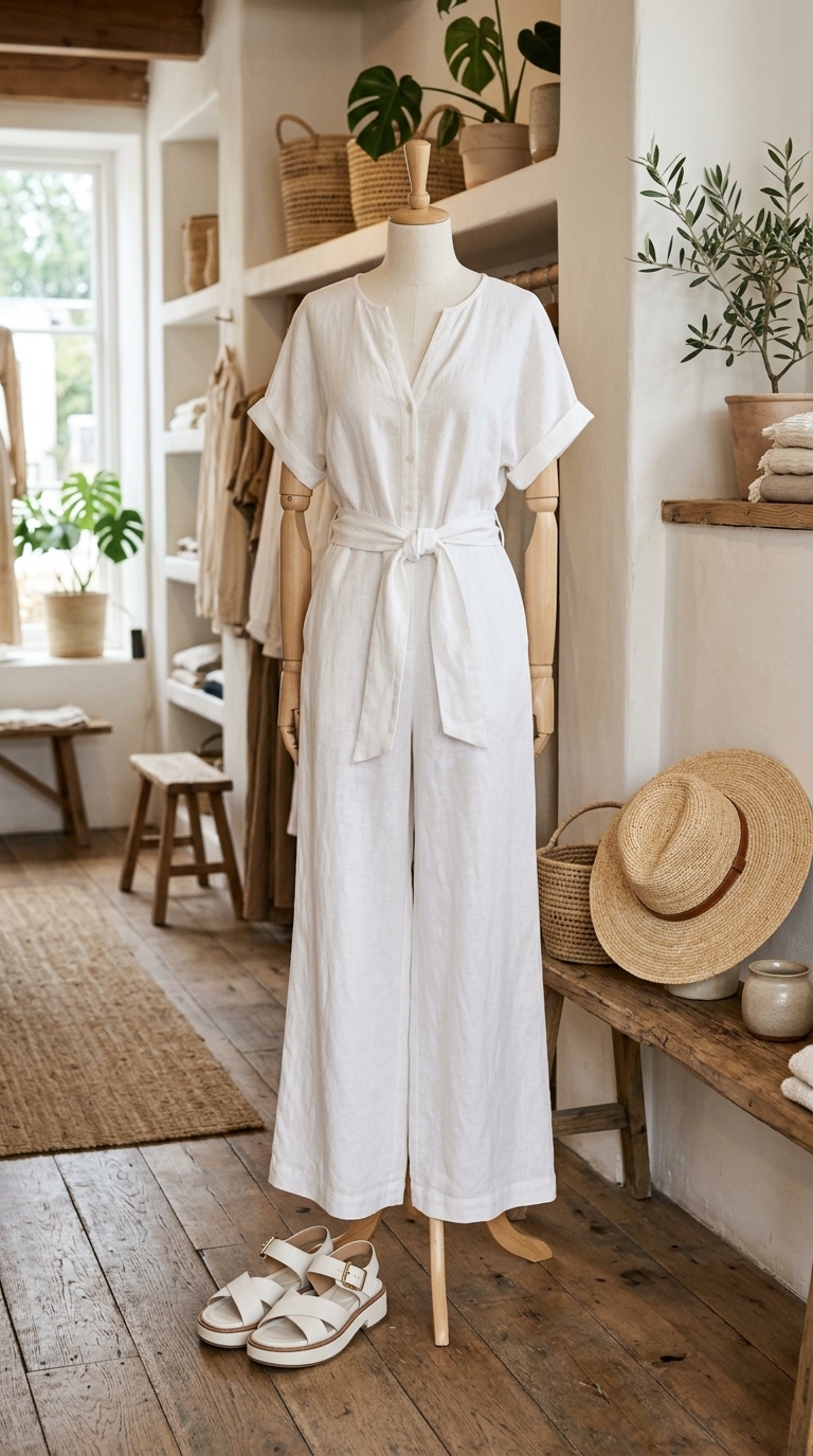 7. White Linen Jumpsuit Chic