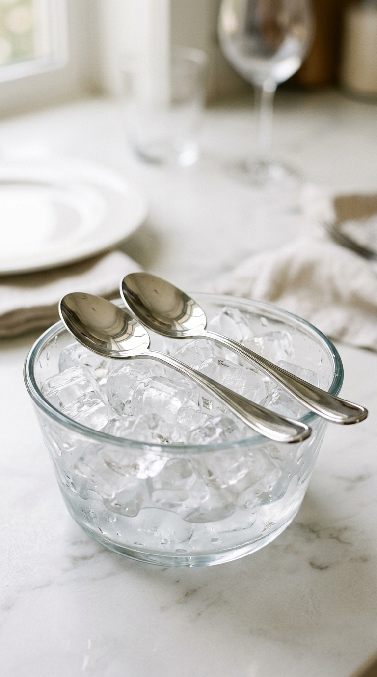 8. Chilled Spoons for Quick Depuffing