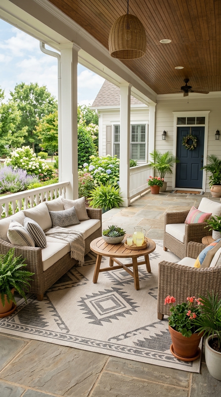8. Define Zones with an Outdoor Rug