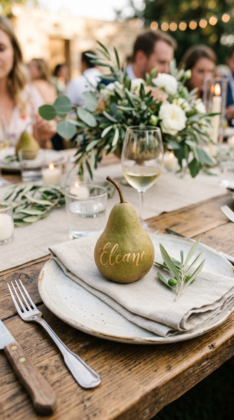 8. Elegant Calligraphed Pear or Fig Fruit