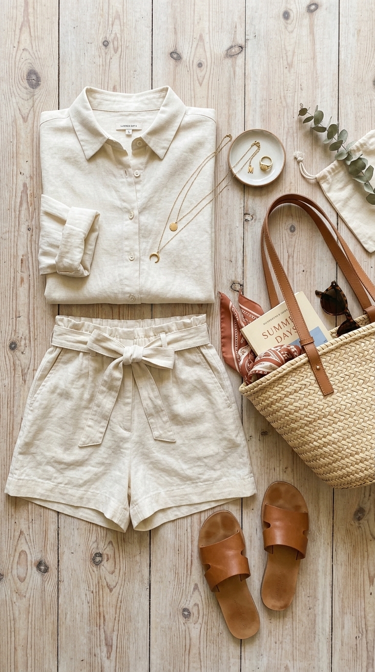 1. The Classic Button-Up & Shorts Set