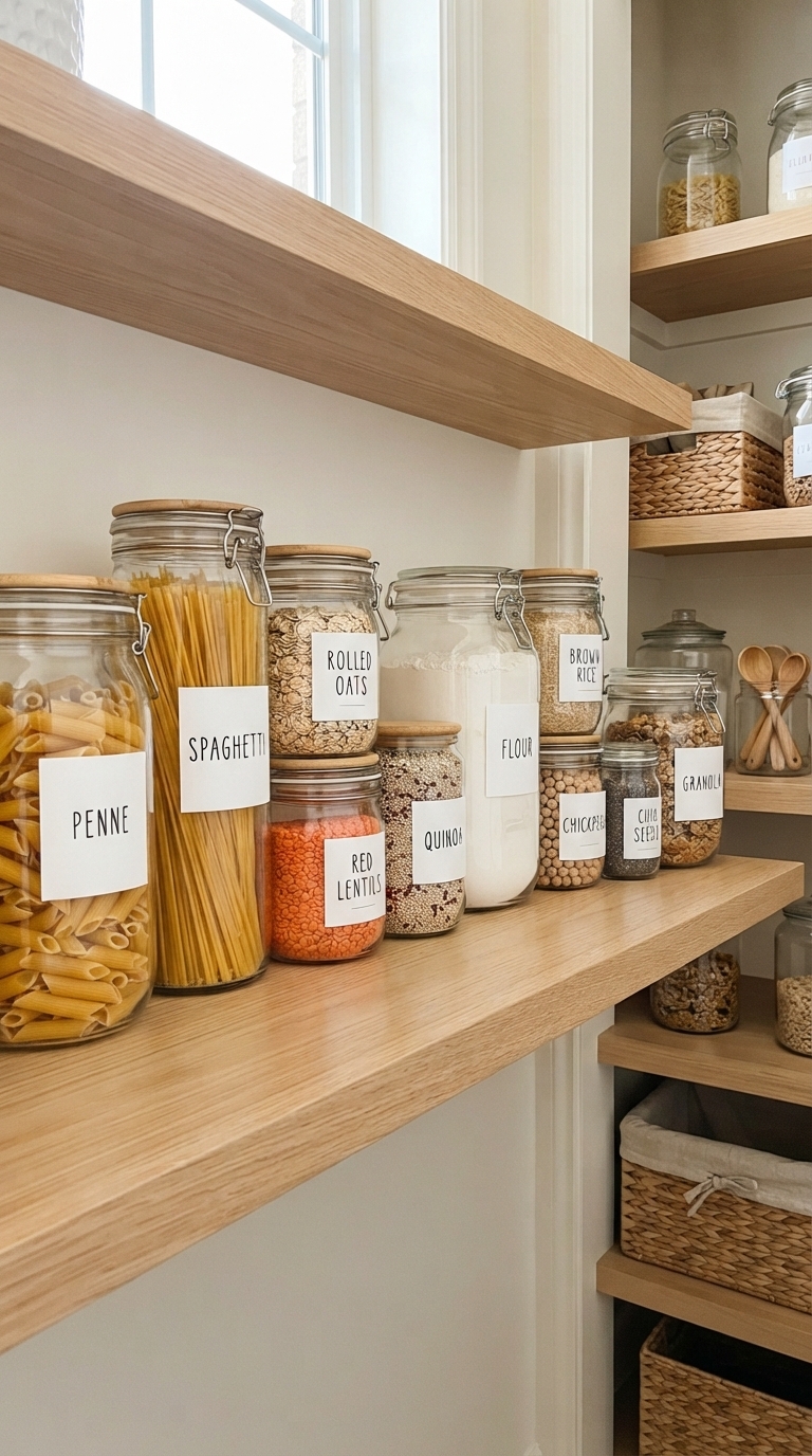 2. Clear Canisters for a Uniform Pantry Glow