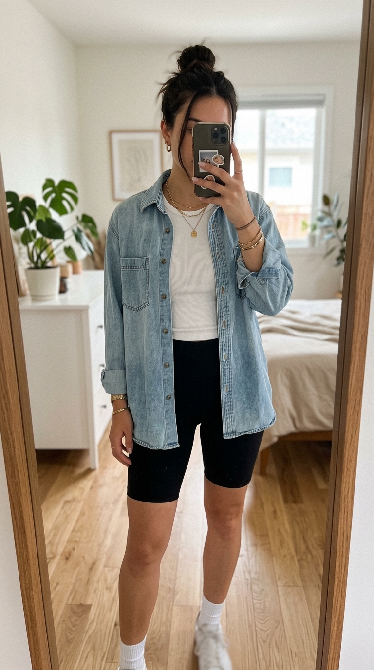 2. Denim Shirt as a Laid-Back Layer