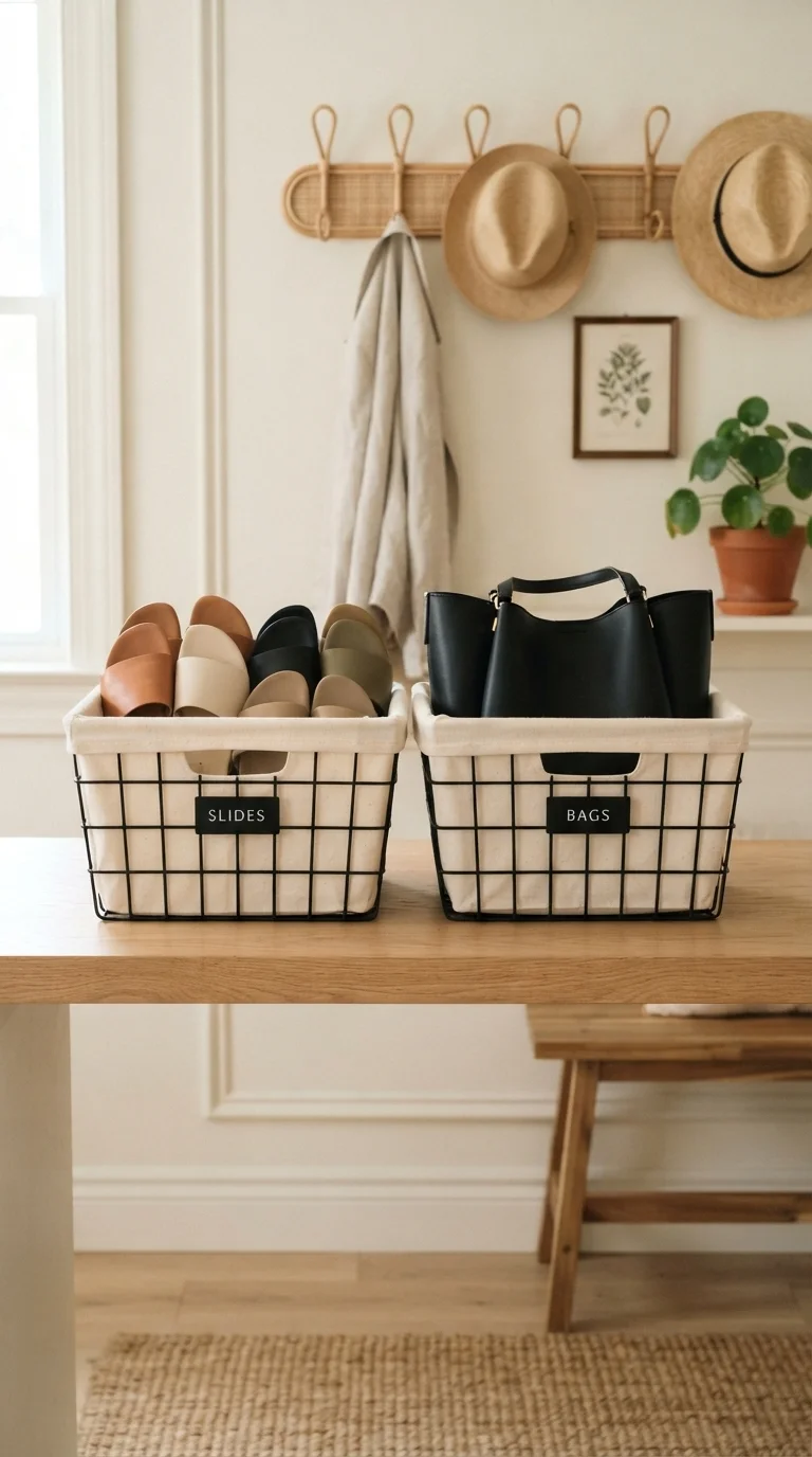 3. Chic Wire Baskets with Liners