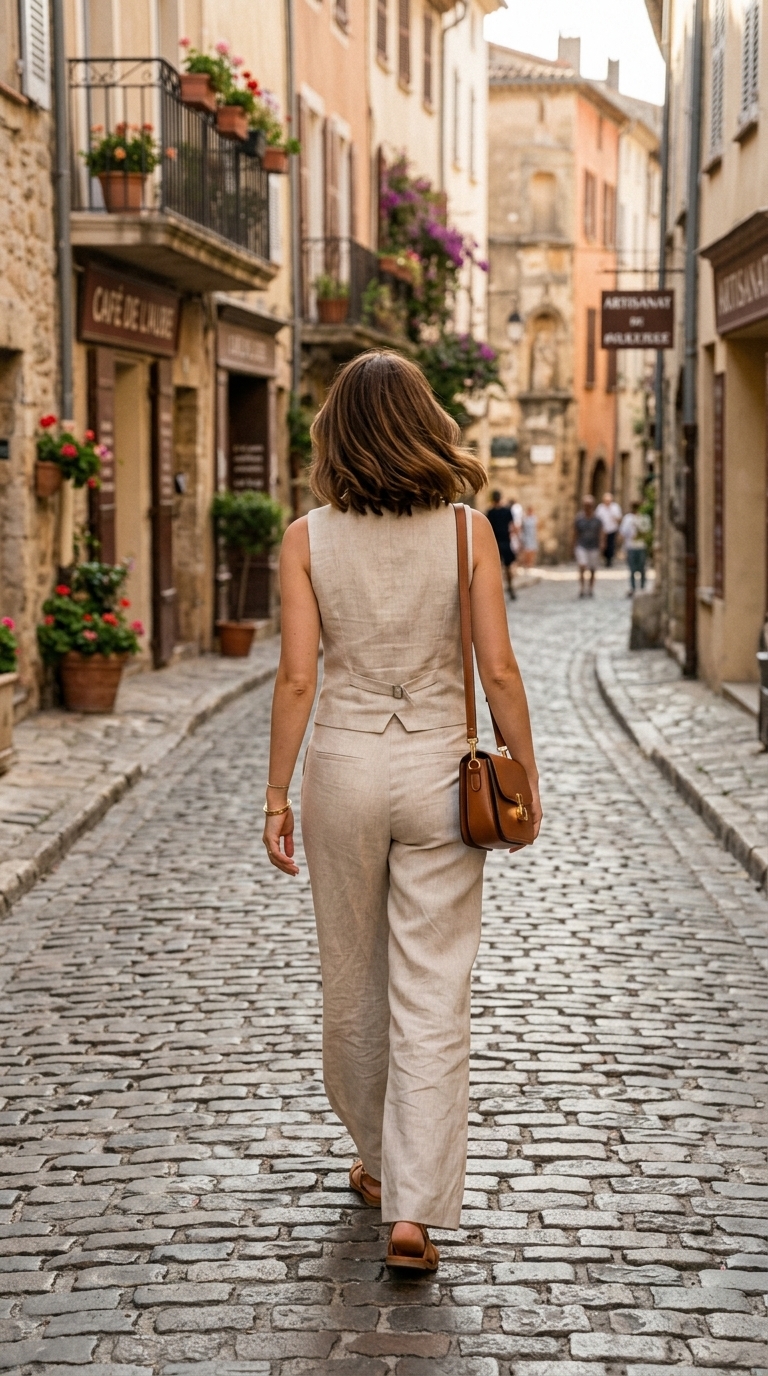 3. Linen Vest & Trousers for Elevated Chic