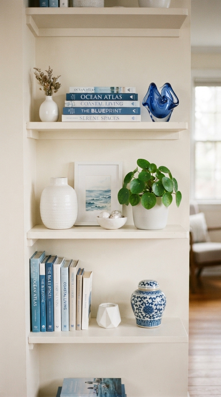 4. Style a Bright Bookshelf Moment