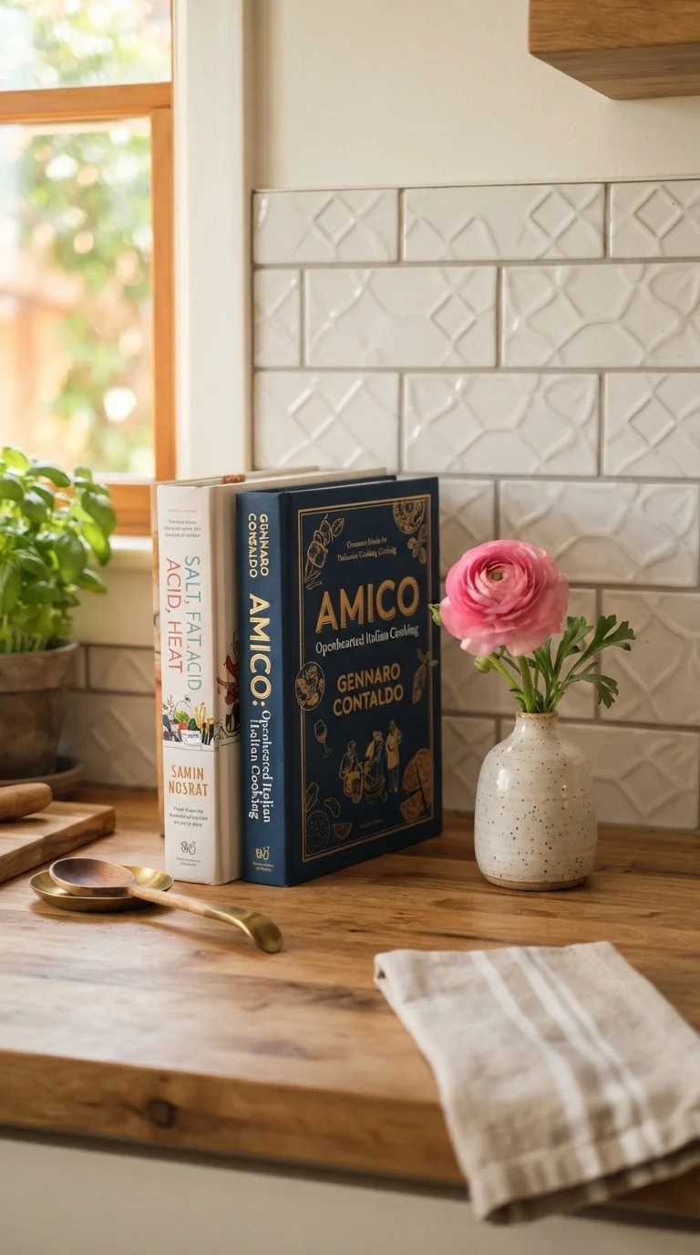 5. Accent with Artistic Cookbooks