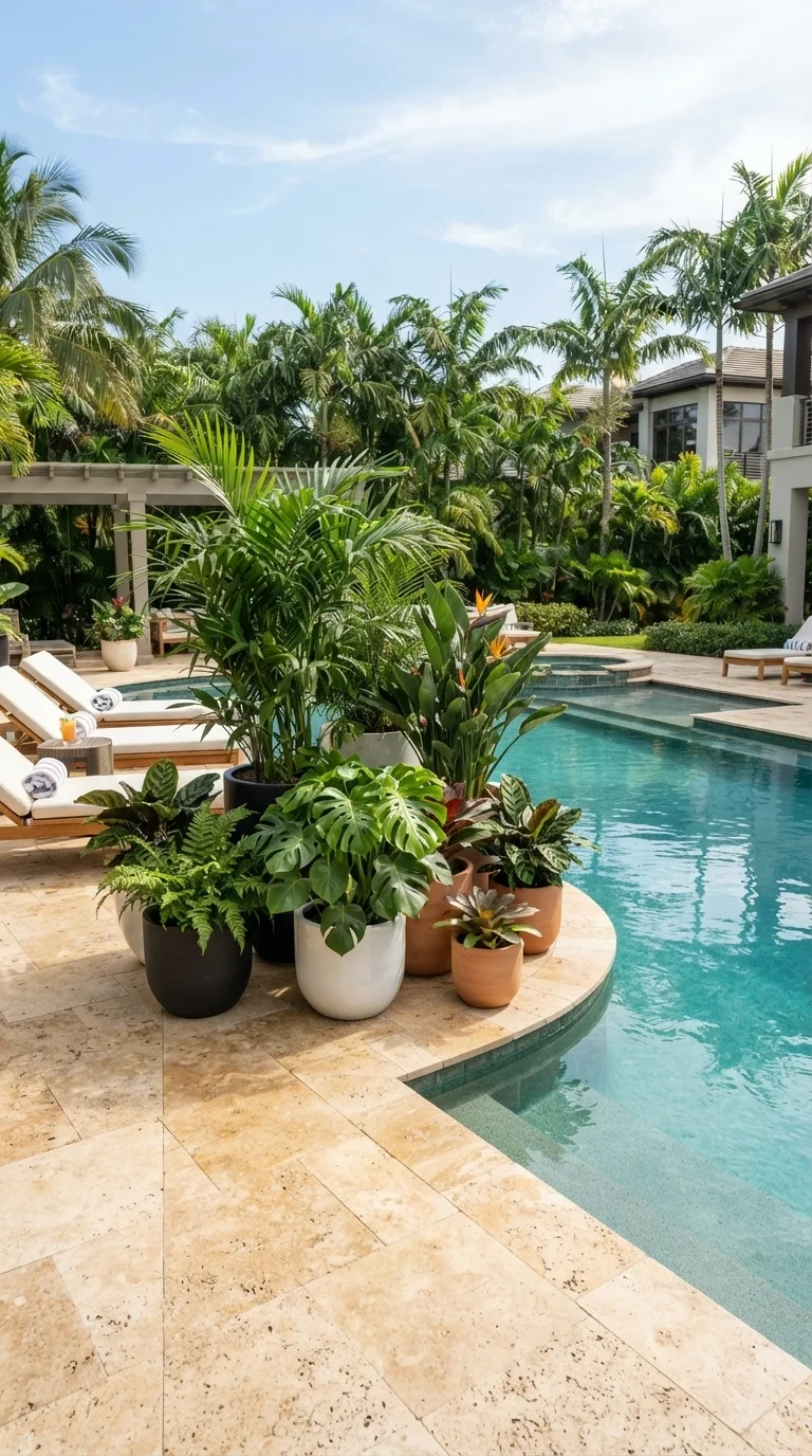 5. Lush Greenery & Tropical Planters