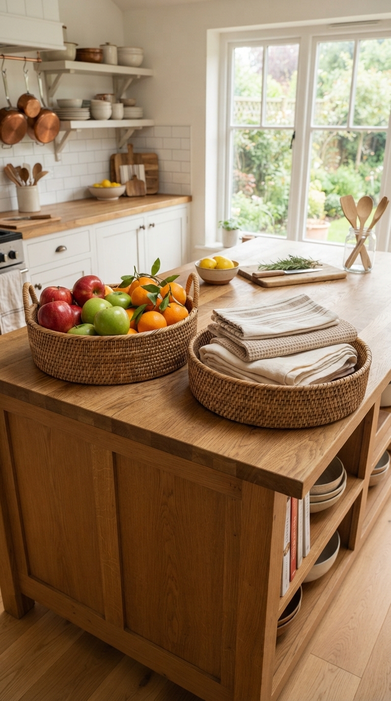 6. Aesthetic Baskets for Produce & Linens