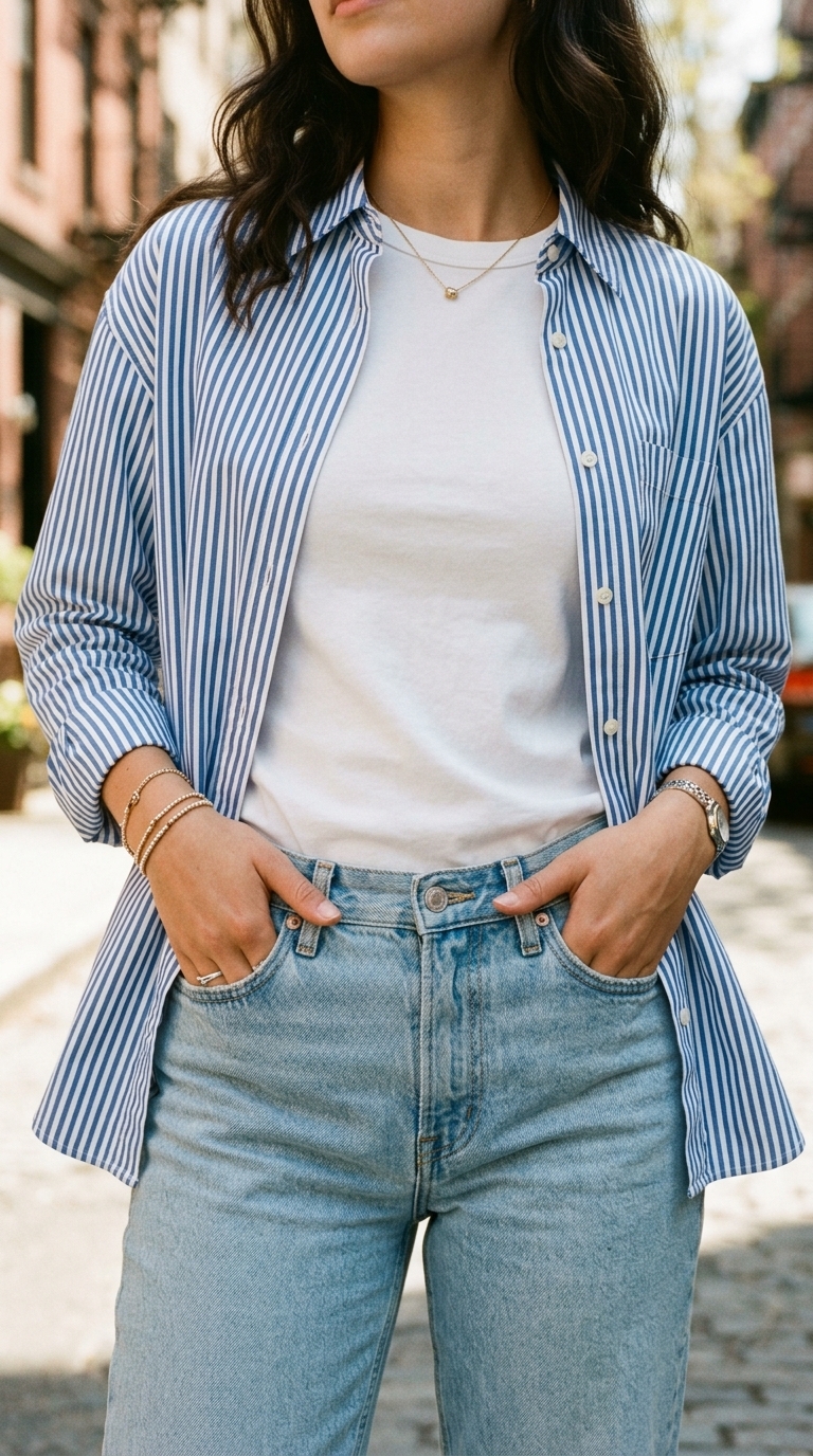 6. Striped Shirt for a Pop of Pattern