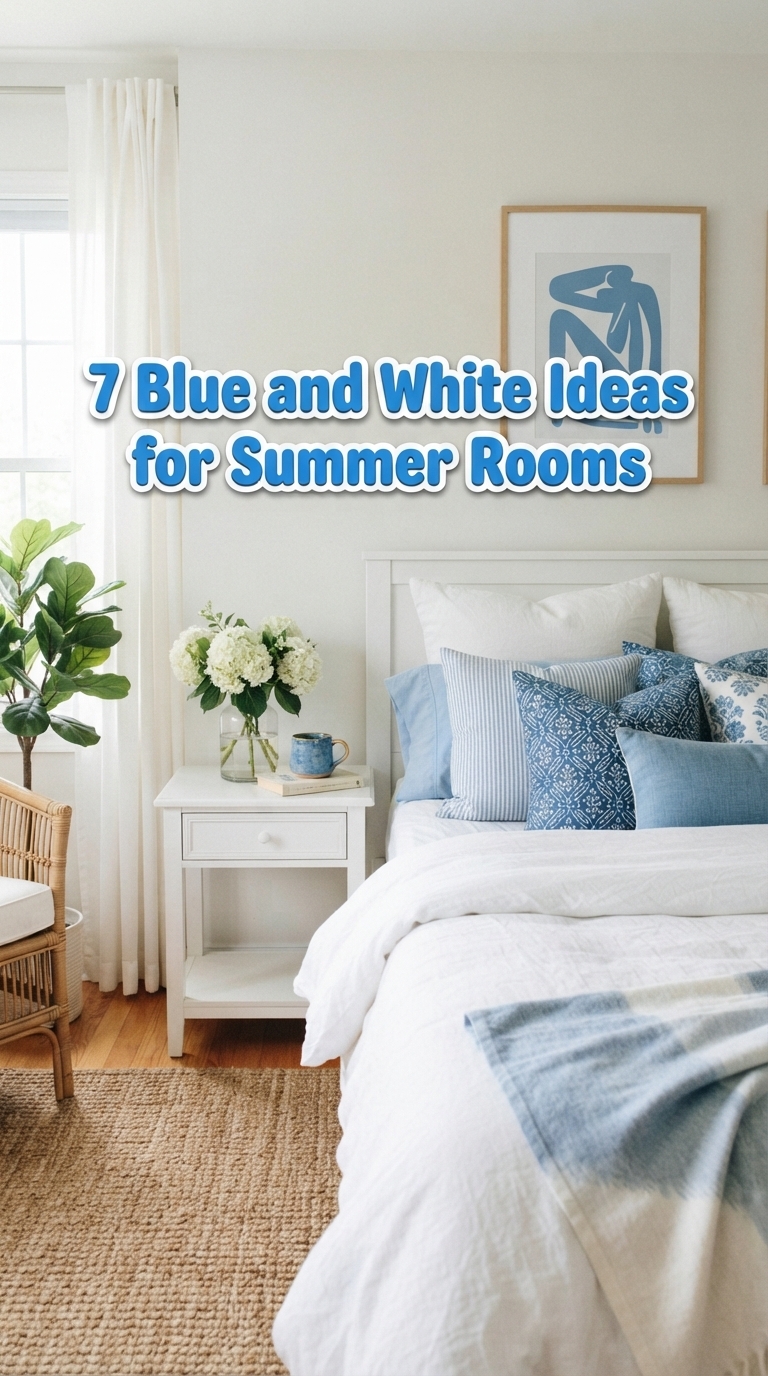 7 Blue and White Ideas for Summer Rooms