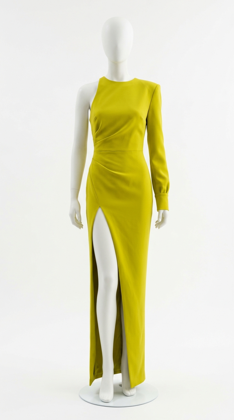 7. Bold Statement: Chartreuse Asymmetrical Dress