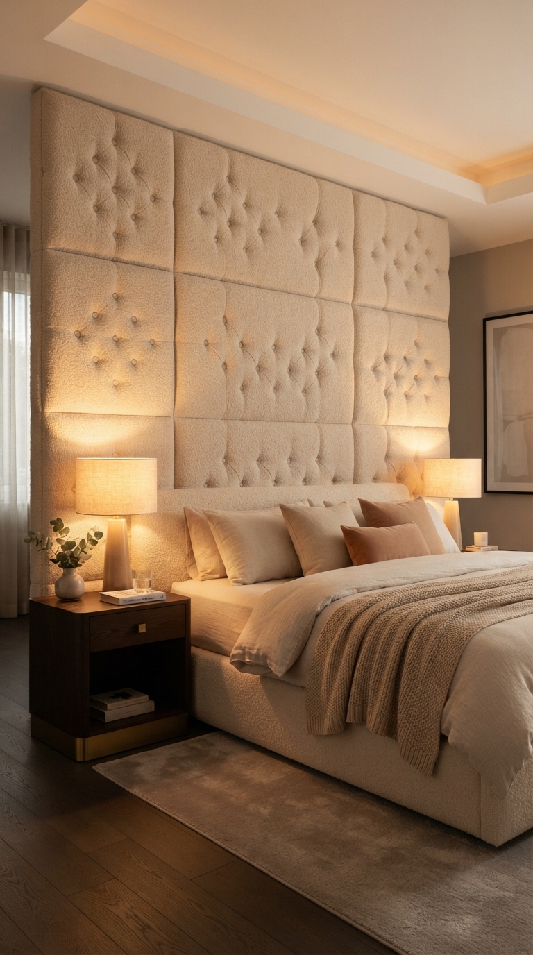 7. Cozy Tufted or Upholstered Wall Panels