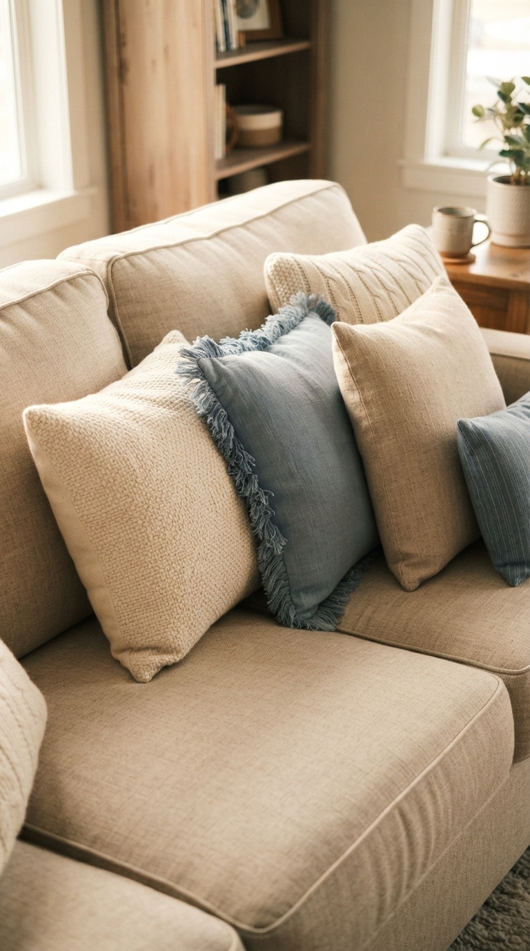 7. Cozy Up with Textured Throw Pillows