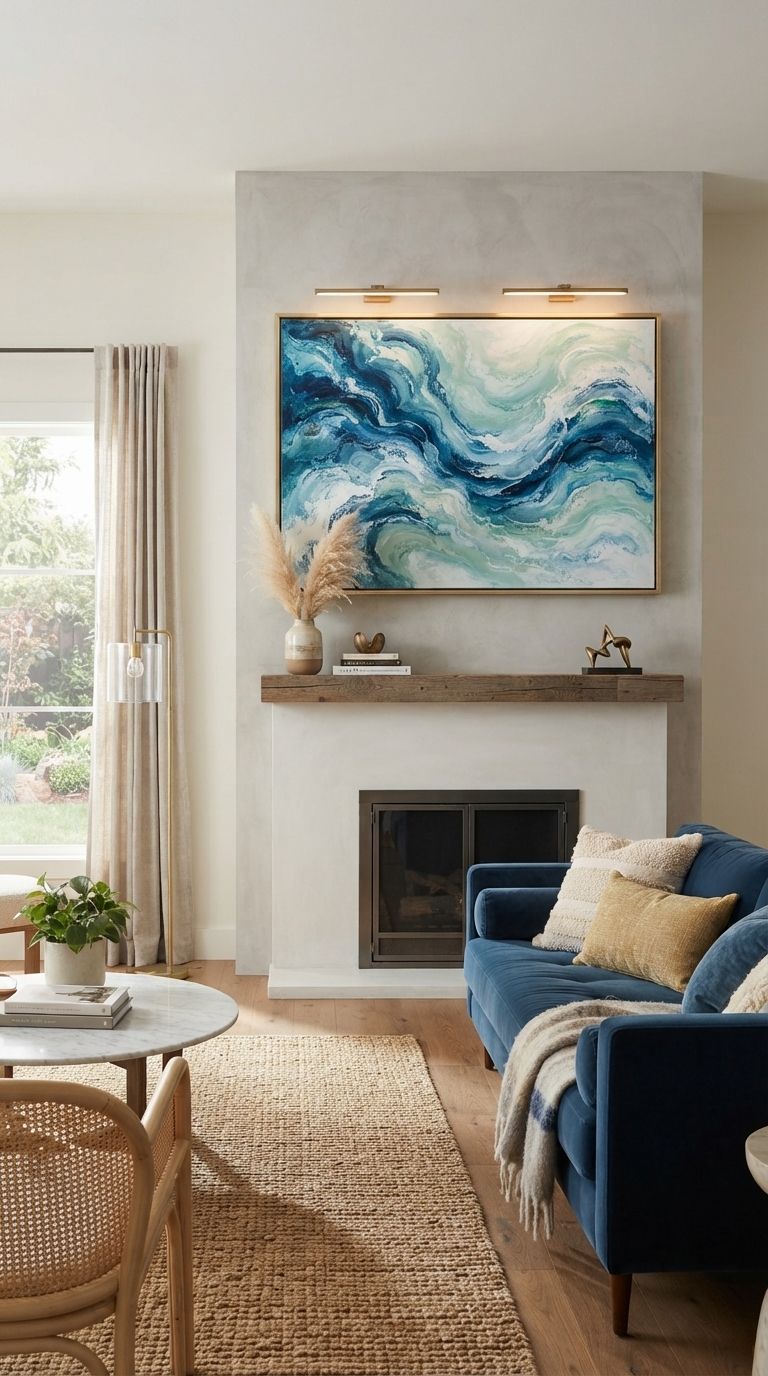 7. Incorporate Ocean-Inspired Art with Abstract Flair