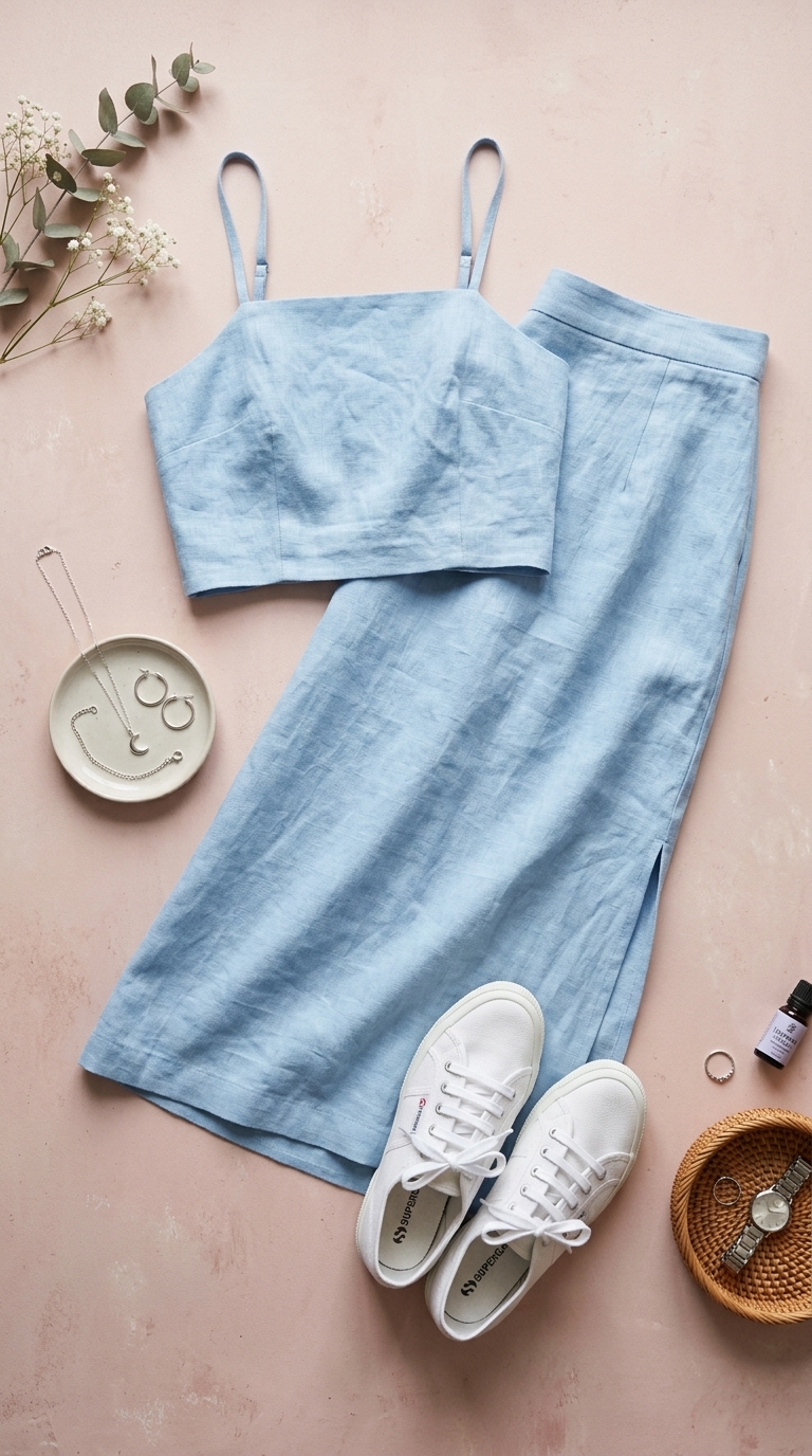 7. The Cropped Top & Skirt Set