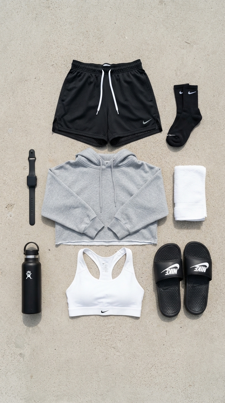 8. Athletic Mesh Shorts & Hoodie