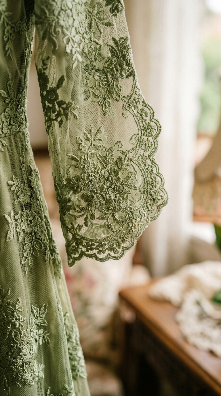 8. Delicate Details: Pistachio Green Lace Dress