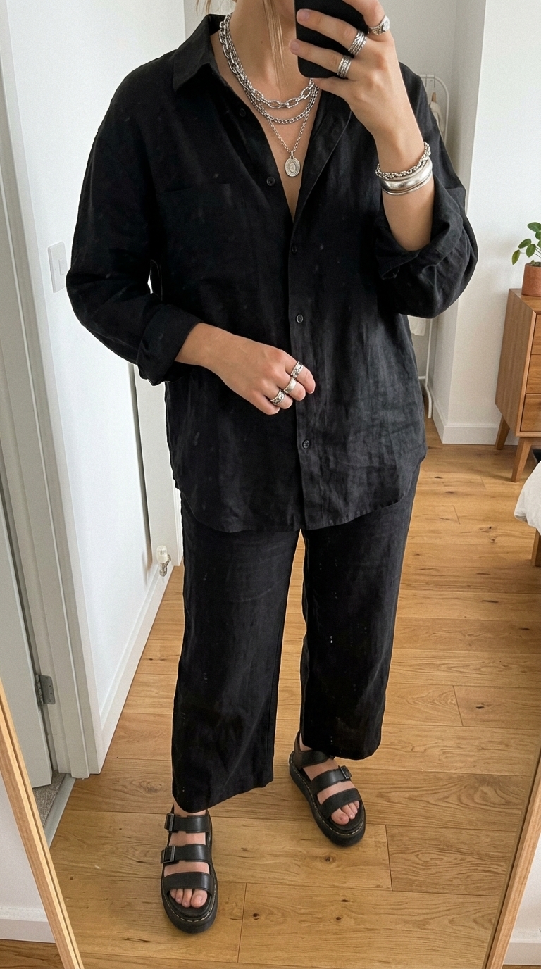 8. Monochromatic Black Linen for Edge