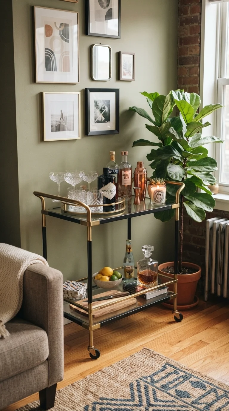 8. Stylish Bar Cart or Coffee Station