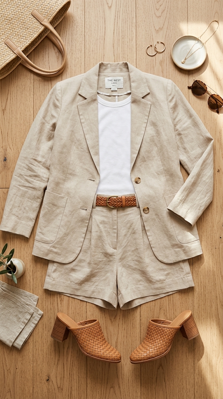 9. Linen Blazer & Shorts for Smart Casual